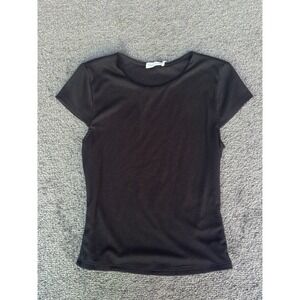 Heart & Hips top Women's Size Small Brown Polyester Stretch‎ Knit Cap Sleeve